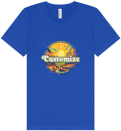 Custom Trippy Peaks Unisex V-Neck Shirt