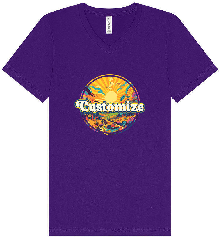 Custom Trippy Peaks Unisex V-Neck Shirt