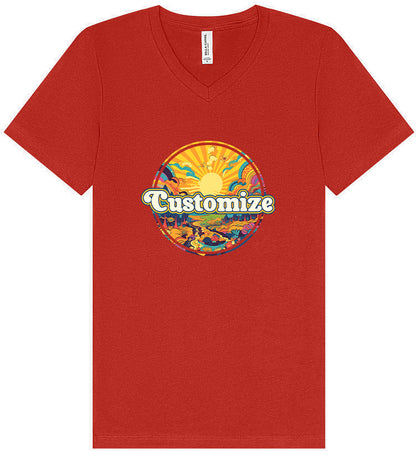 Custom Trippy Peaks Unisex V-Neck Shirt