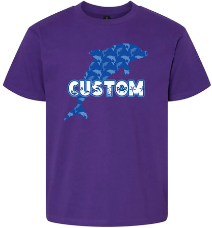 Custom Blue Dolphins Adult Gildan Soft Shirt