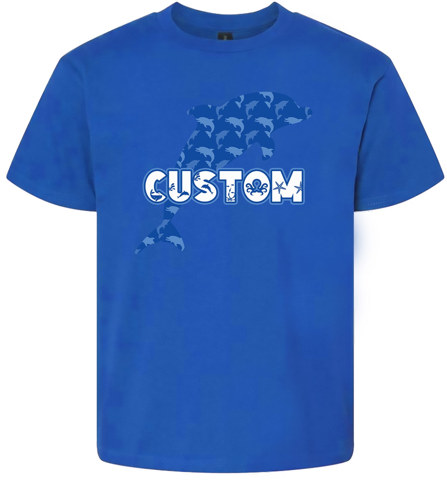 Custom Blue Dolphins Adult Gildan Soft Shirt
