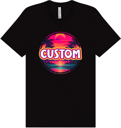 Custom Neon Beach Sunset Adult Bella Canvas Shirt