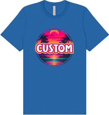 Custom Neon Beach Sunset Adult Bella Canvas Shirt