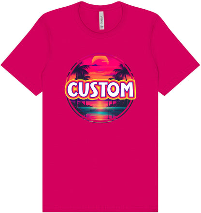 Custom Neon Beach Sunset Adult Bella Canvas Shirt