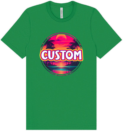 Custom Neon Beach Sunset Adult Bella Canvas Shirt
