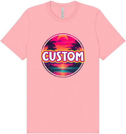 Custom Neon Beach Sunset Adult Bella Canvas Shirt