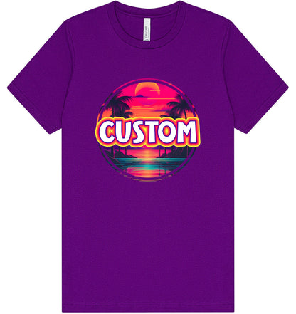 Custom Neon Beach Sunset Adult Bella Canvas Shirt