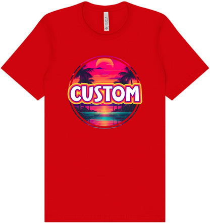 Custom Neon Beach Sunset Adult Bella Canvas Shirt