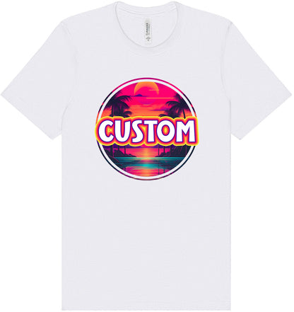 Custom Neon Beach Sunset Adult Bella Canvas Shirt