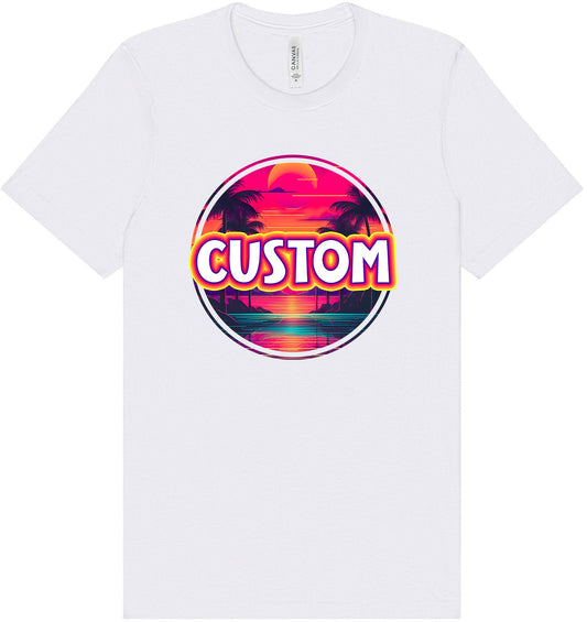Custom Neon Beach Sunset Adult Bella Canvas Shirt