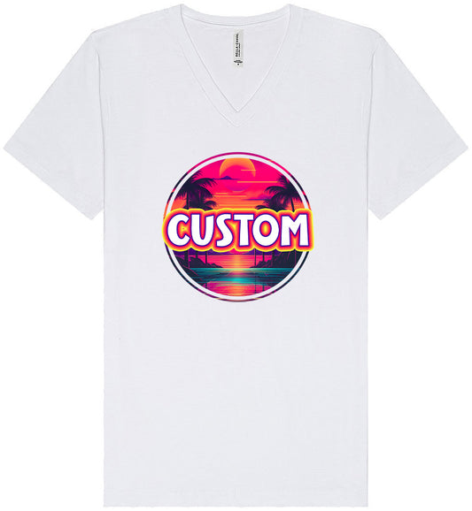 Custom Neon Beach Sunset Unisex V-Neck Shirt
