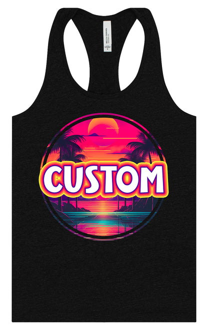 Custom Neon Beach Sunset Women's Racerback Tank