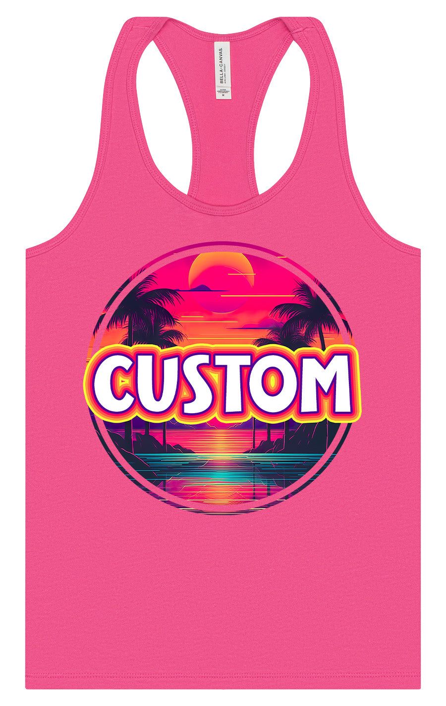 Custom Neon Beach Sunset Women's Racerback Tank