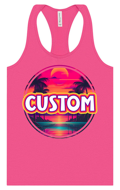 Custom Neon Beach Sunset Women's Racerback Tank
