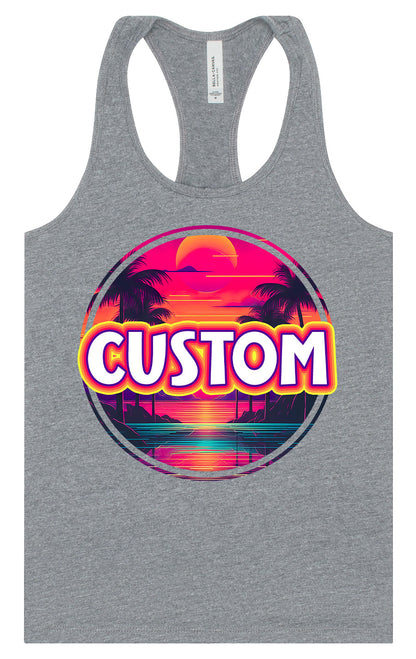 Custom Neon Beach Sunset Women's Racerback Tank