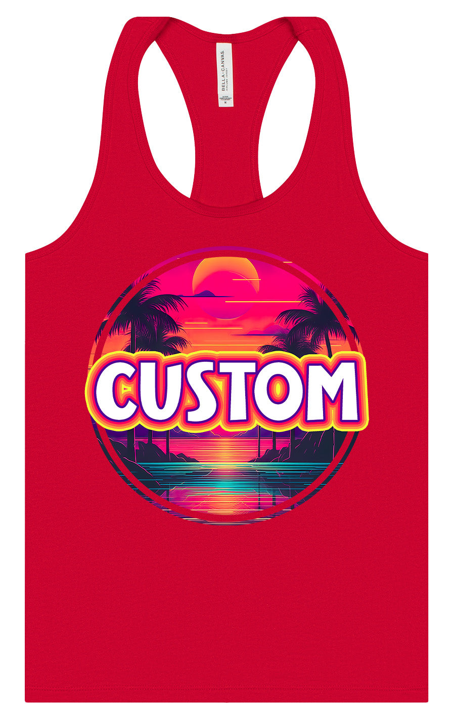 Custom Neon Beach Sunset Women's Racerback Tank