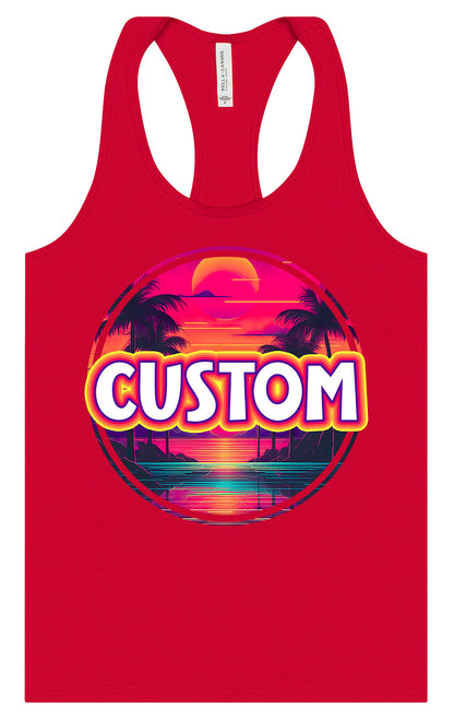 Custom Neon Beach Sunset Women's Racerback Tank