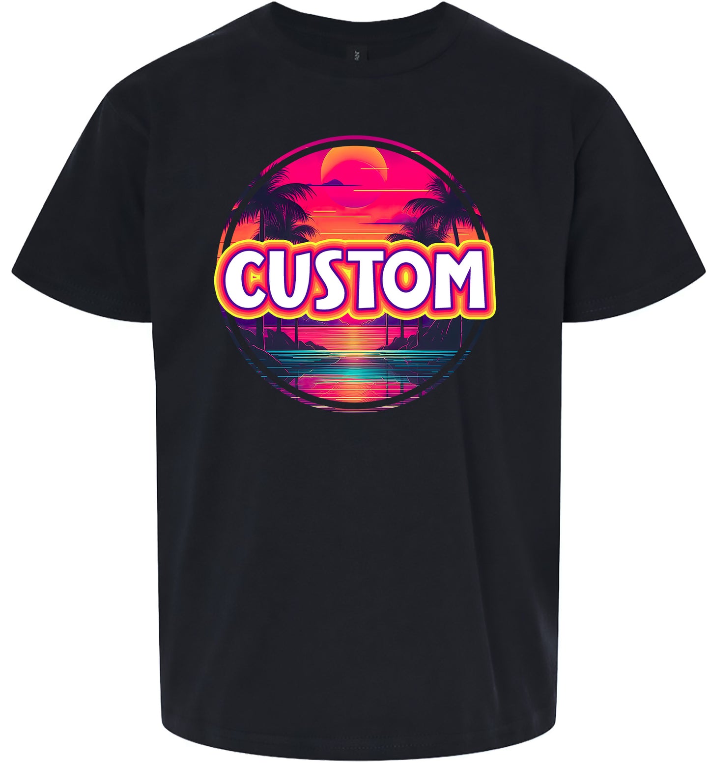 Custom Neon Beach Sunset Children's Gildan Soft Shirt