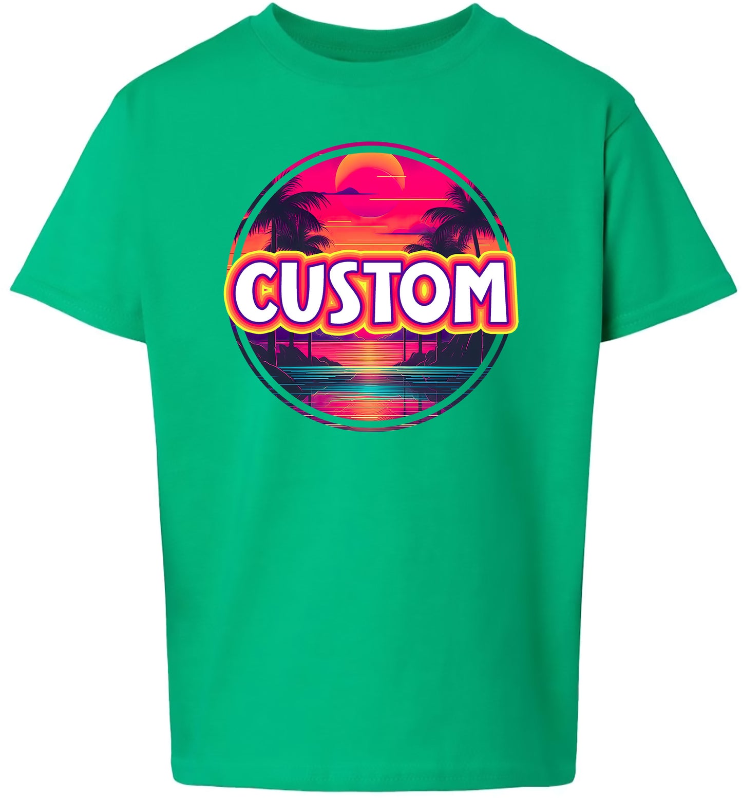 Custom Neon Beach Sunset Children's Gildan Soft Shirt