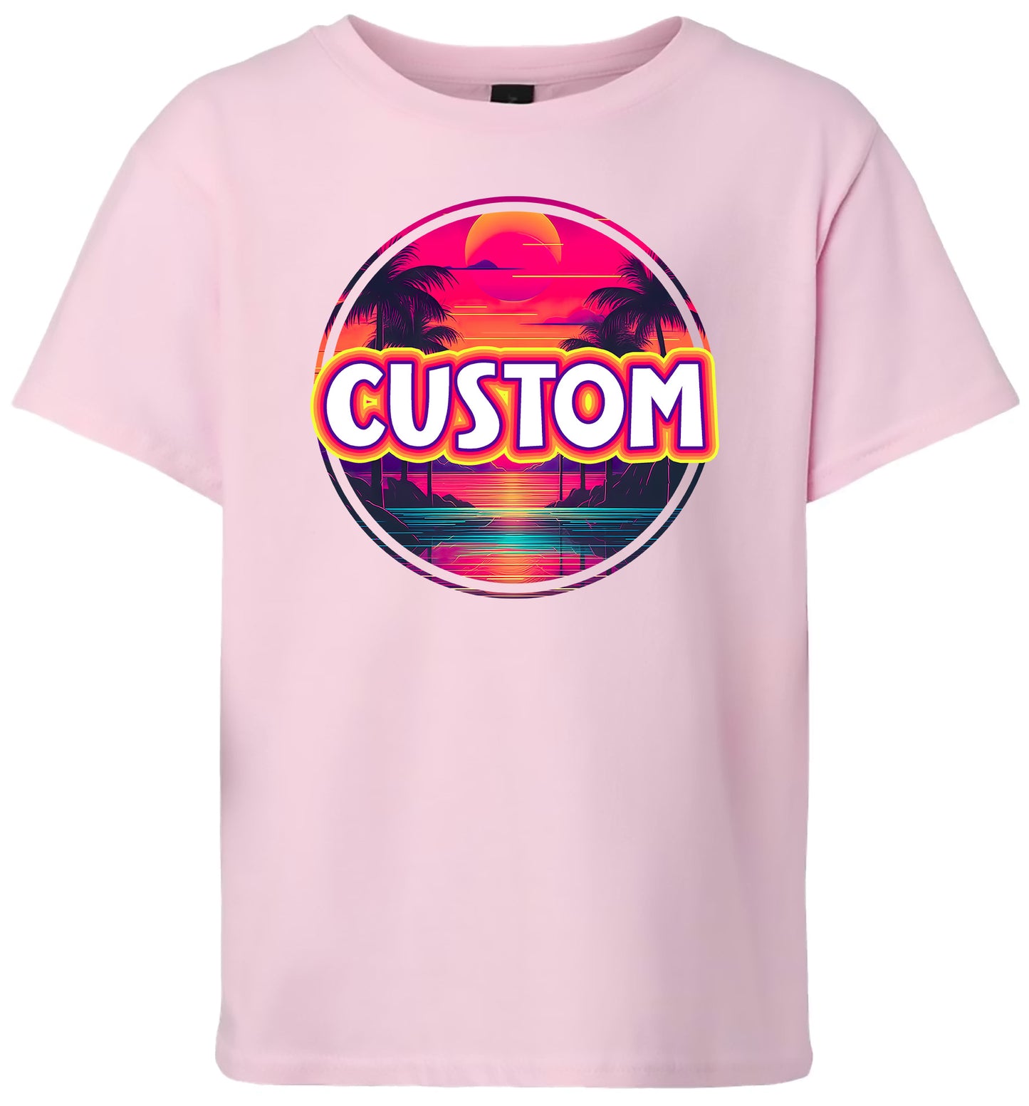 Custom Neon Beach Sunset Children's Gildan Soft Shirt