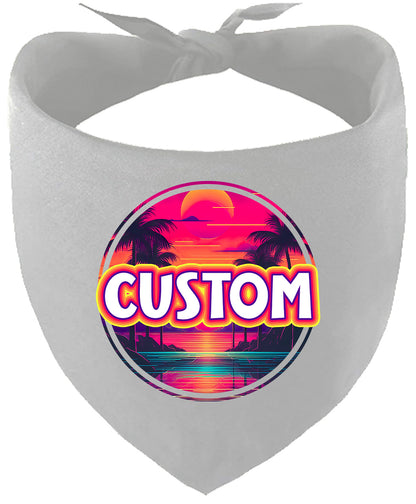 Custom Neon Beach Sunset Pet Bandana