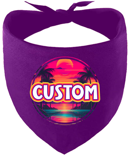 Custom Neon Beach Sunset Pet Bandana
