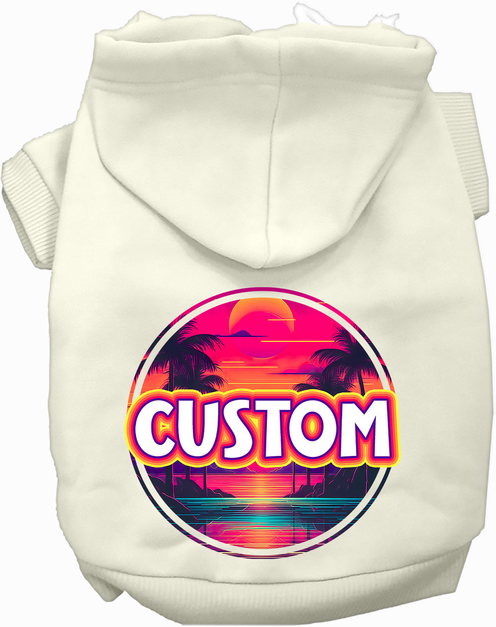 Custom Neon Beach Sunset Pet Hoodie