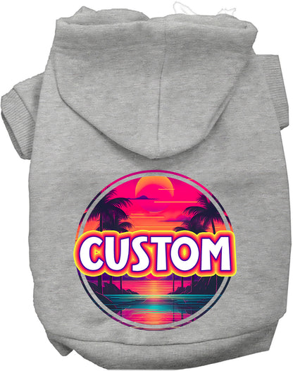 Custom Neon Beach Sunset Pet Hoodie