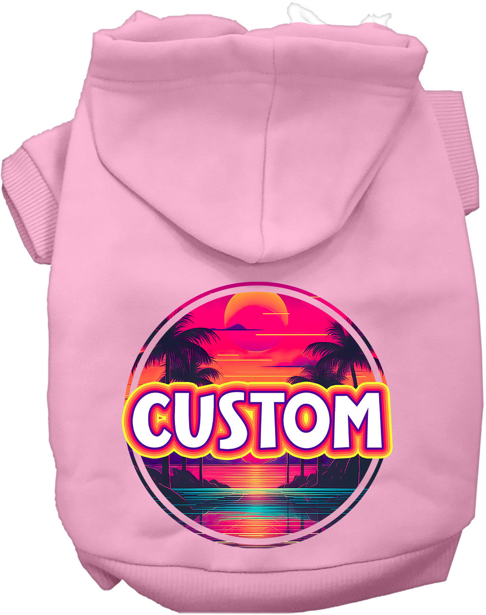 Custom Neon Beach Sunset Pet Hoodie