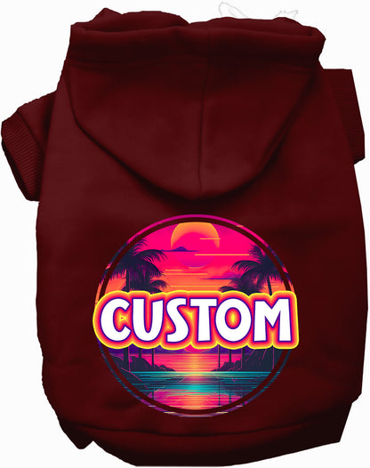 Custom Neon Beach Sunset Pet Hoodie