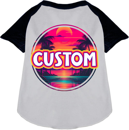 Custom Neon Beach Sunset Pet Raglan Shirts