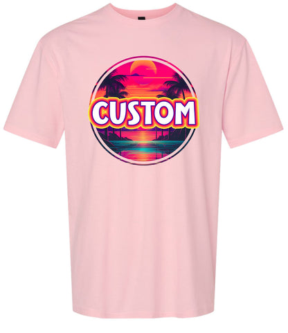 Custom Neon Beach Sunset Adult Gildan Soft Shirt