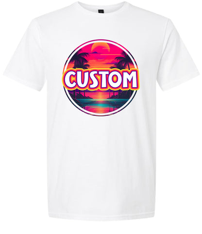 Custom Neon Beach Sunset Adult Gildan Soft Shirt