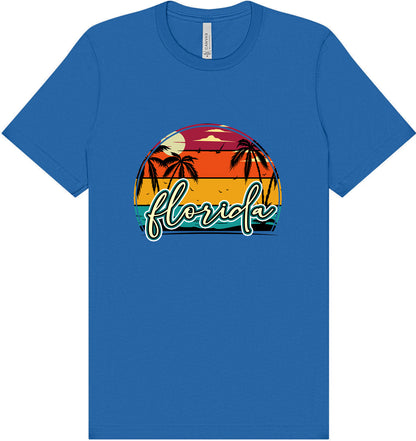 Custom Retro Beach Sunset Adult Bella Canvas Shirt