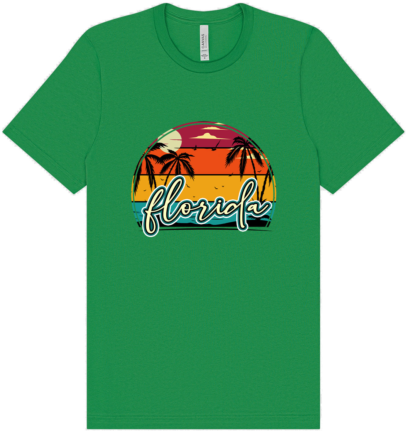 Custom Retro Beach Sunset Adult Bella Canvas Shirt