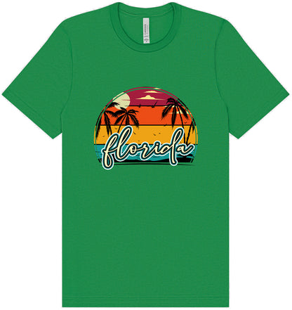 Custom Retro Beach Sunset Adult Bella Canvas Shirt