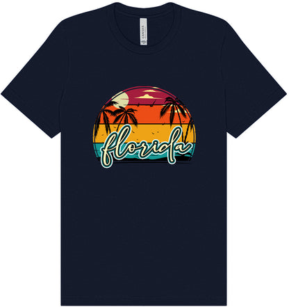 Custom Retro Beach Sunset Adult Bella Canvas Shirt