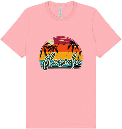 Custom Retro Beach Sunset Adult Bella Canvas Shirt