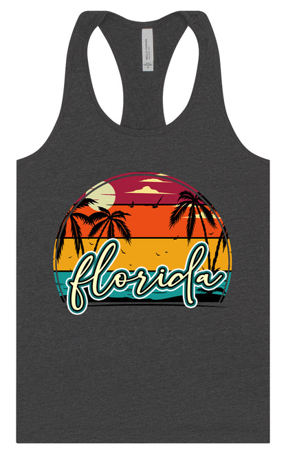 Custom Retro Beach Sunset Women's Racerback Tank