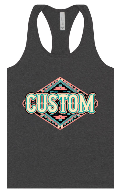 Custom Peach Aztec Women's Racerback Tank