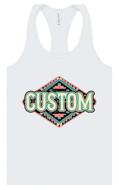 Custom Peach Aztec Women's Racerback Tank
