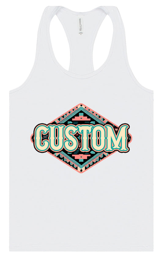 Custom Peach Aztec Women's Racerback Tank