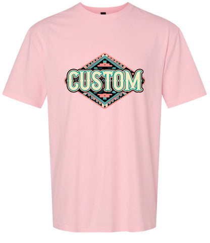 Custom Peach Aztec Adult Gildan Soft Shirt