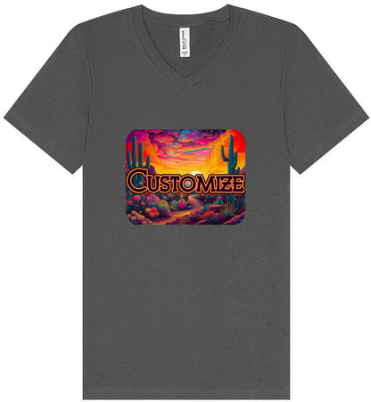 Custom Neon Desert Unisex V-Neck Shirt