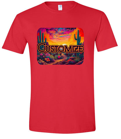 Custom Neon Desert Adult Gildan Soft Shirt