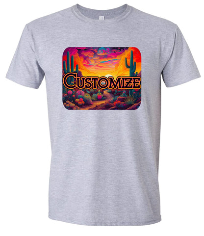 Custom Neon Desert Adult Gildan Soft Shirt