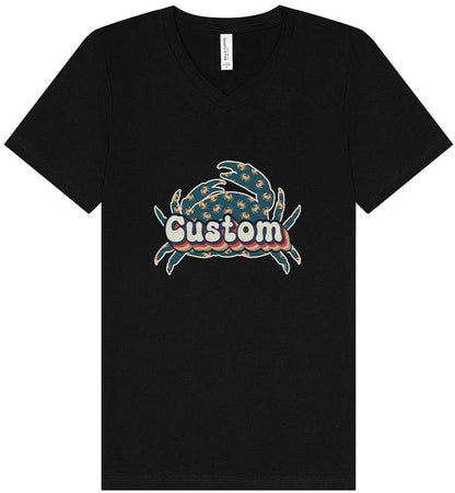 Custom Retro Crabs Unisex V-Neck Shirt
