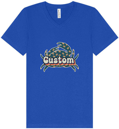 Custom Retro Crabs Unisex V-Neck Shirt