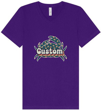 Custom Retro Crabs Unisex V-Neck Shirt