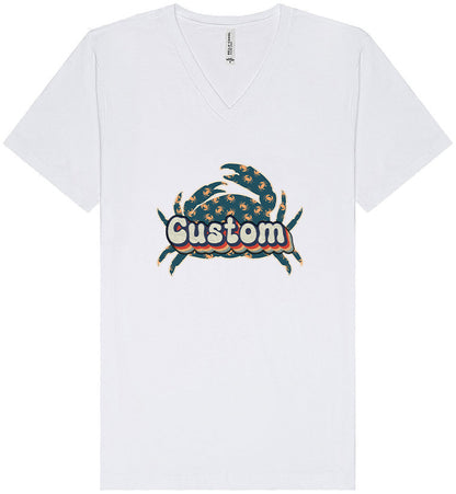 Custom Retro Crabs Unisex V-Neck Shirt